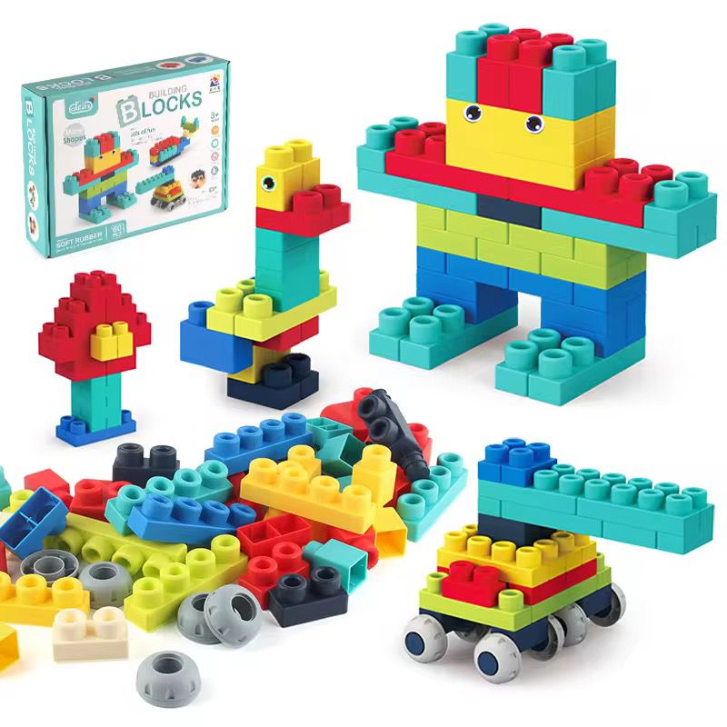 Soft Rubber Building Blocks – Blue